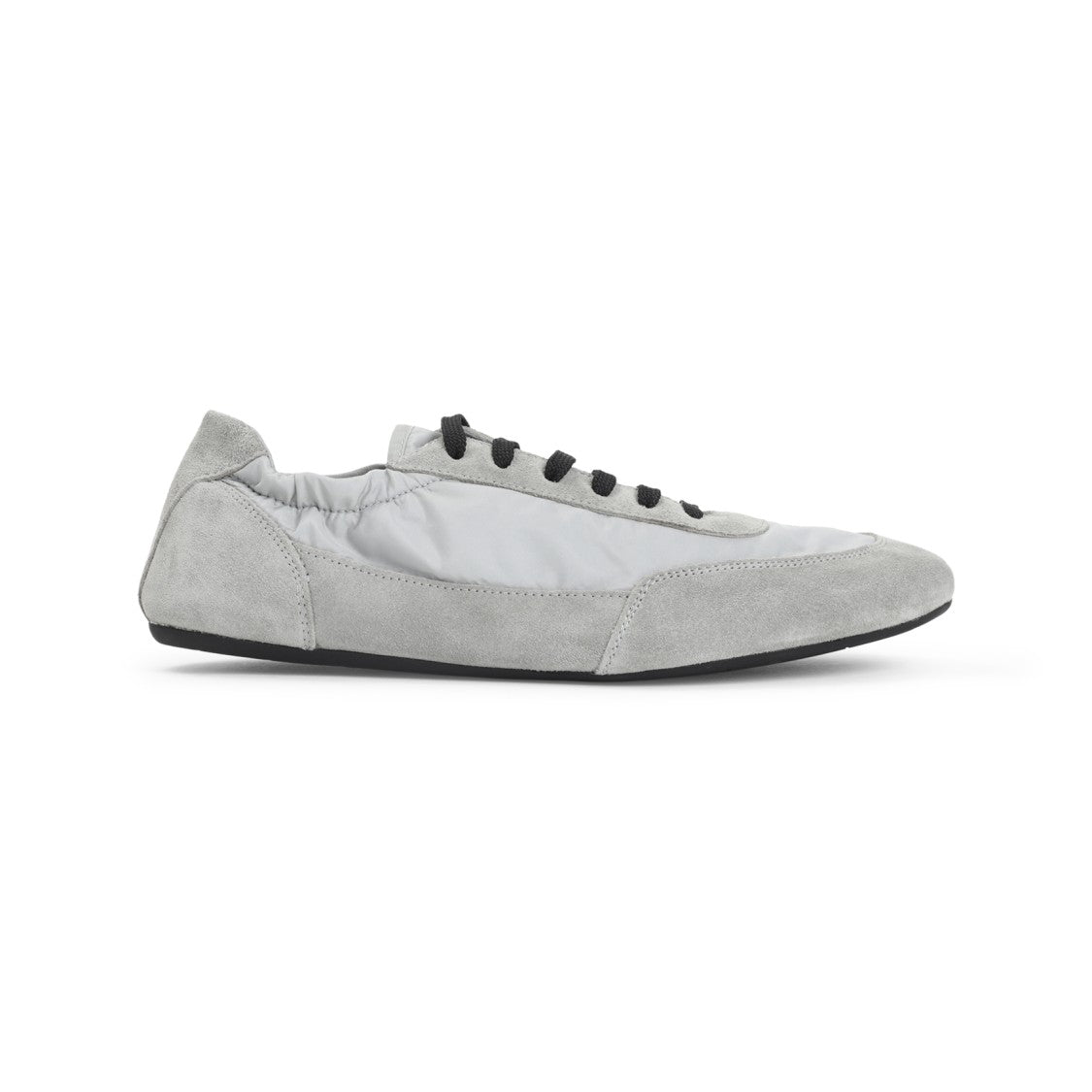 Prada Nube Calf Leather Collapse Sneakers With Silver-Tone Logo