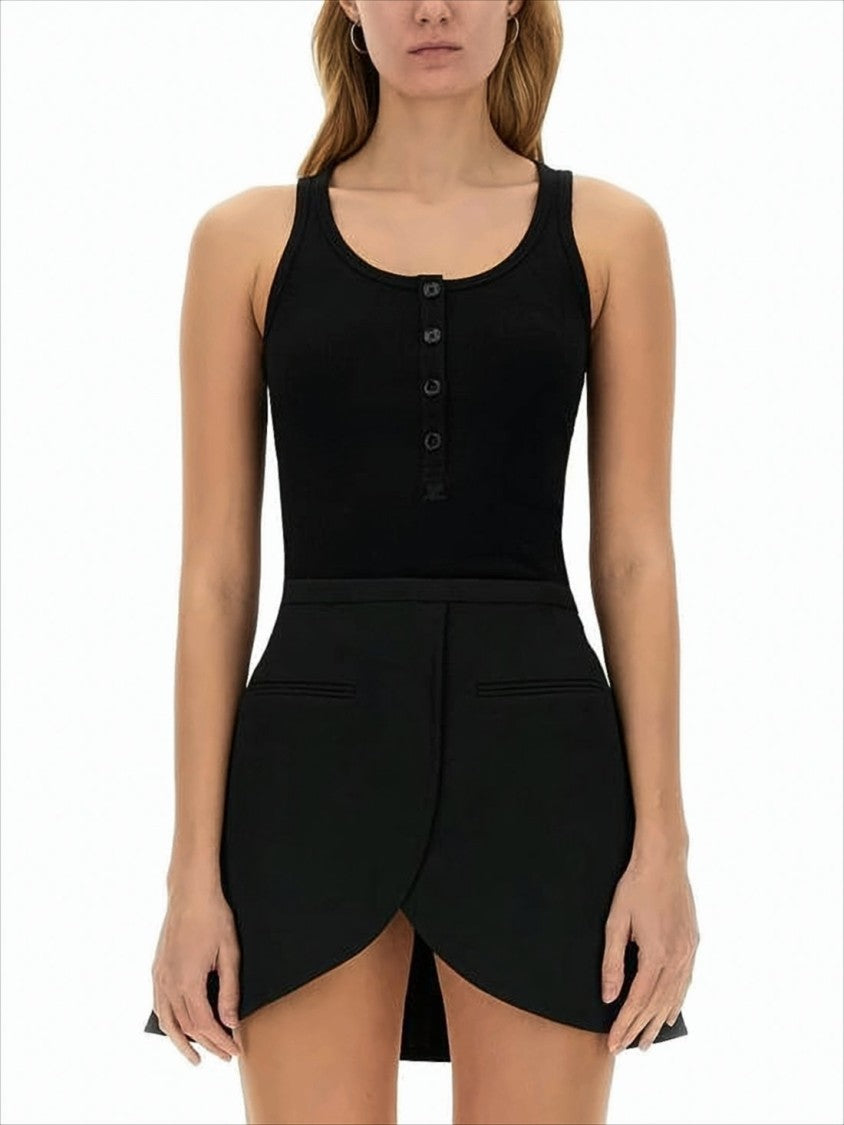 Courrèges Scoop Neck Fitted Tank Top With Button Placket