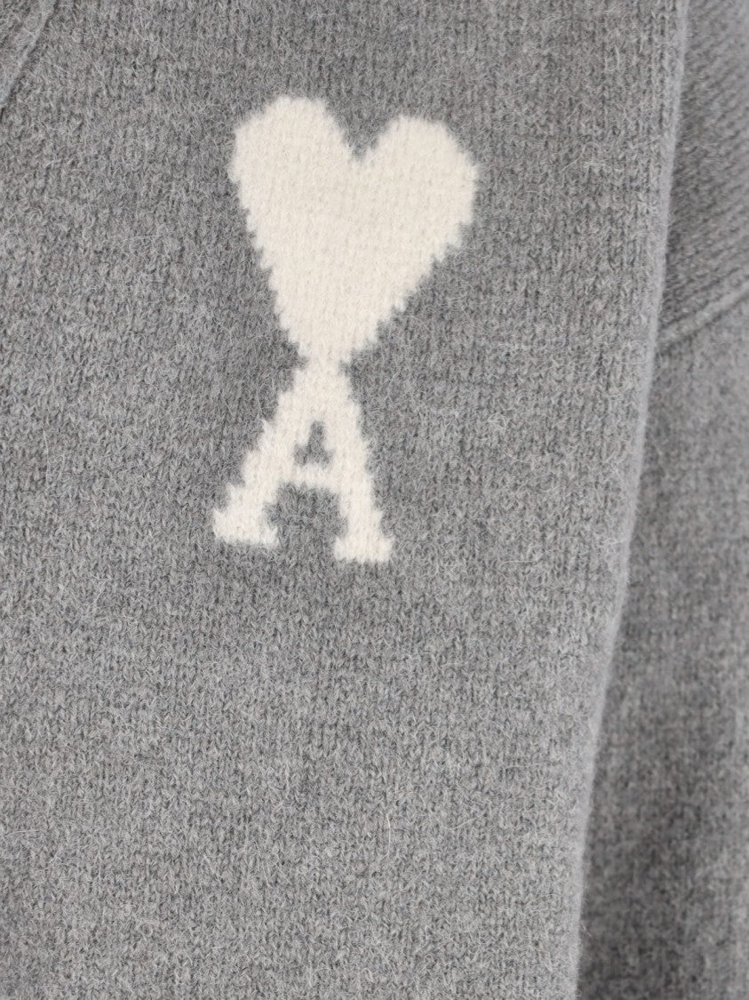 Ami Classic Soft Knit Cardigan With Round Neckline