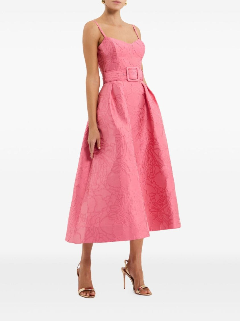 Rebecca Vallace Textured Floral Jacquard Midi Dress