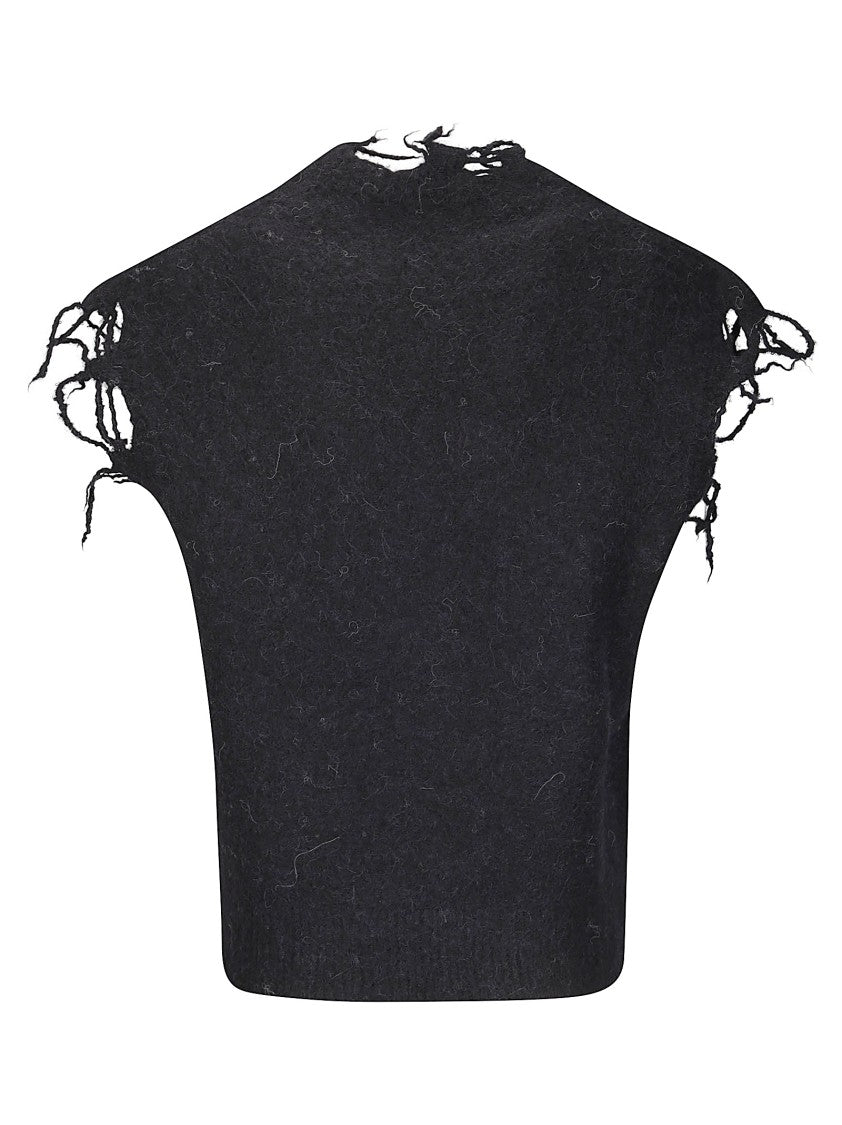 Haikure Distressed V-Neck Sleeveless Sweater