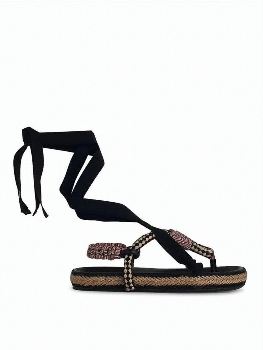 Isabel Marant Woven Black Sandals With Braided Strap