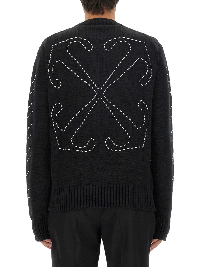 Off-White Regular Fit Jersey With Distinctive Logo And Textured Detailing