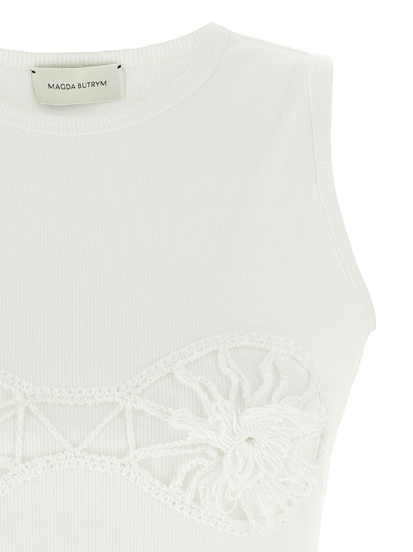 Magda Butrym Sleeveless Ribbed Cotton Top With Tone-On-Tone Detail