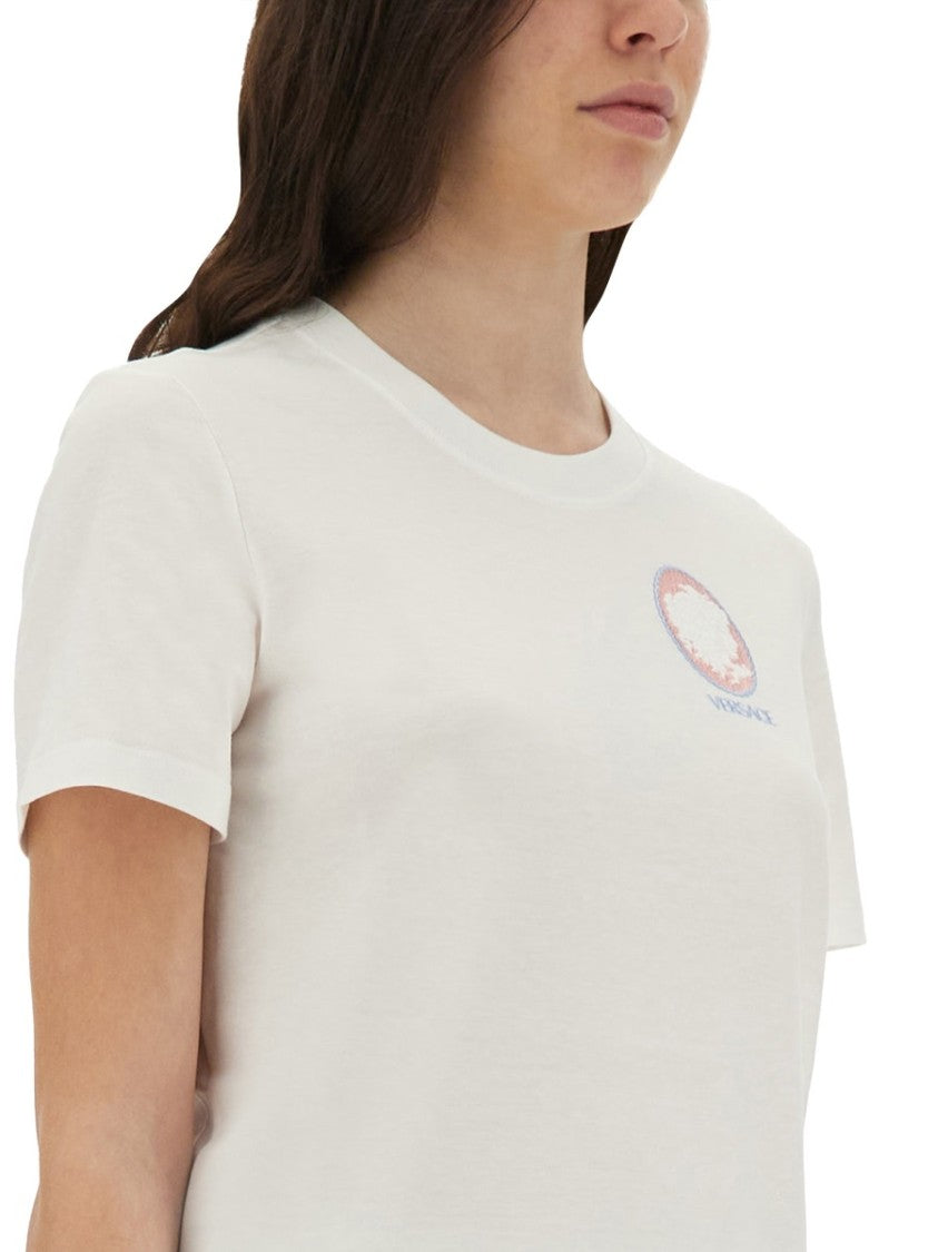 Versace Cameo Logo T-Shirt With Classic Crew Neckline