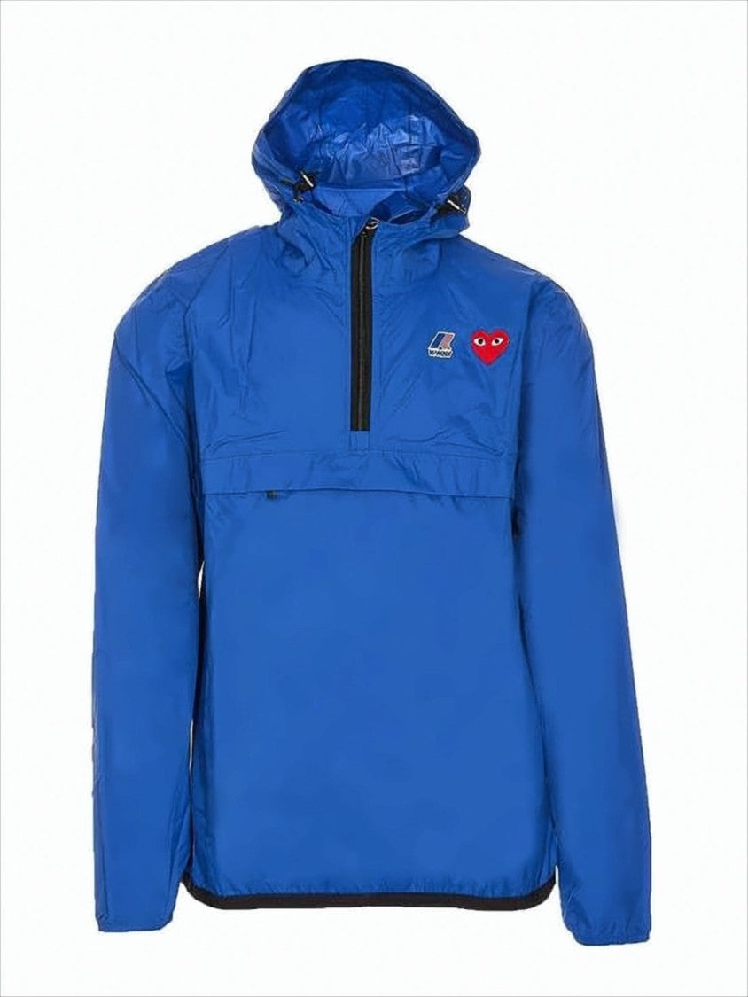 Comme Des Garçons Lightweight Half-Zip Hooded Jacket With Embroidered Logos