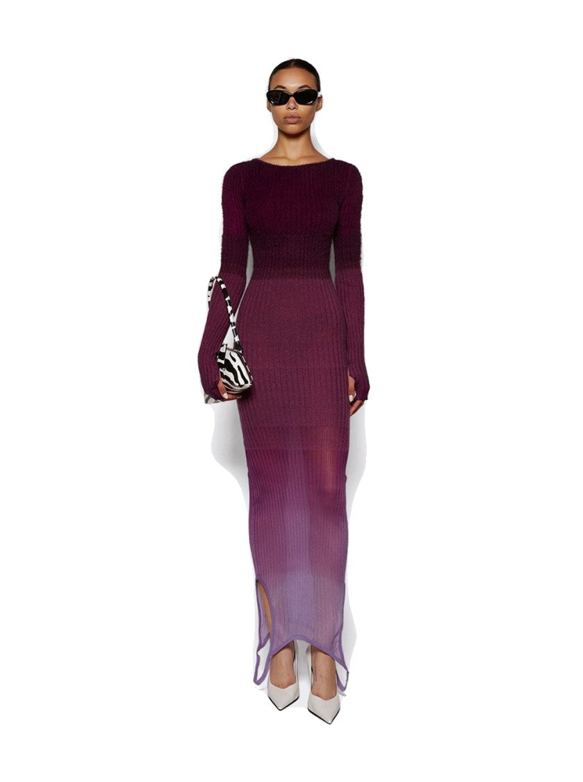 The Attico Midi Dress With Voluminous Knitted Collar