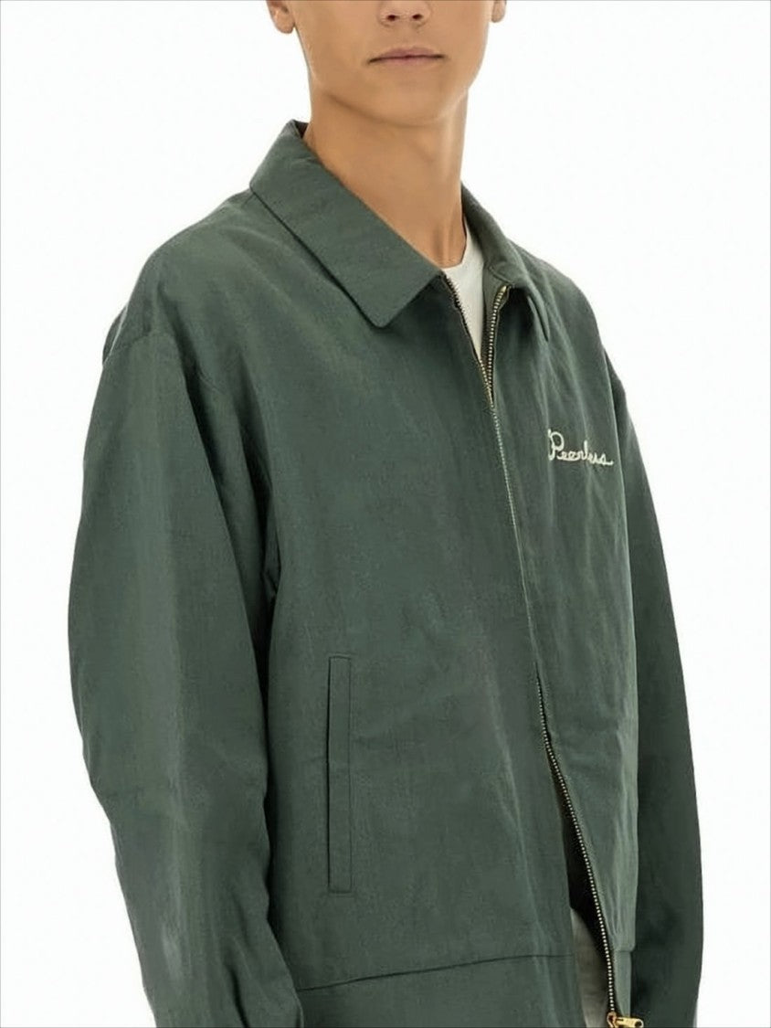 Visvim Boxy Cropped Jacket With Classic Collar And Embroidered Detail