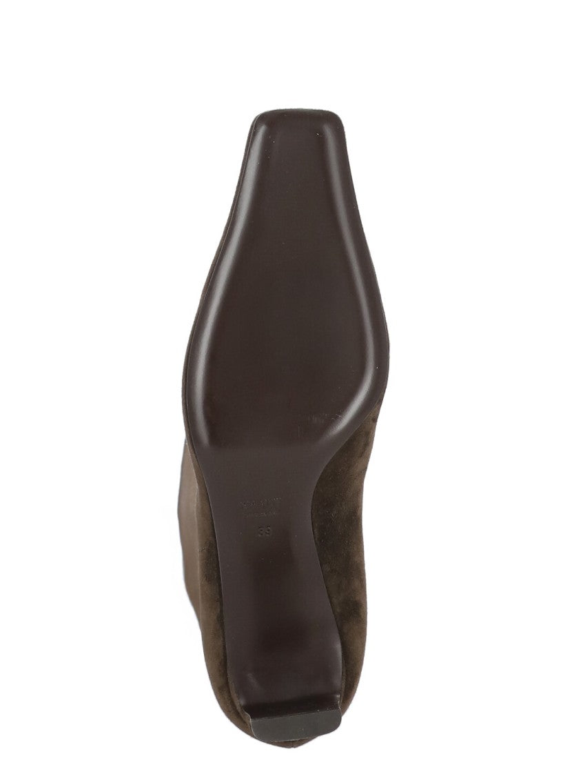 Khaite Knee-High Brown Suede Leather Boots
