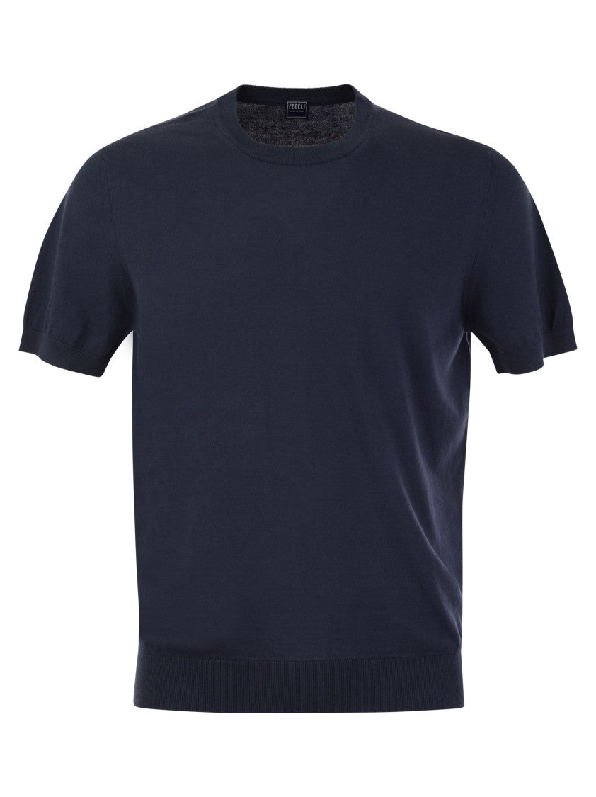 Fedeli Garment-Dyed Black Crew-Neck T-Shirt In Organic Cotton