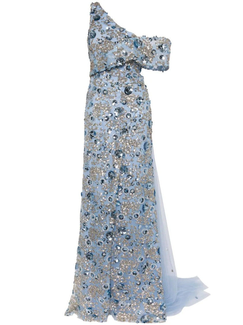 Saiid Kobeisy Tulle Dress, With Envelope Skirt And Off-Shoulder Sleeve And Tulle Tail
