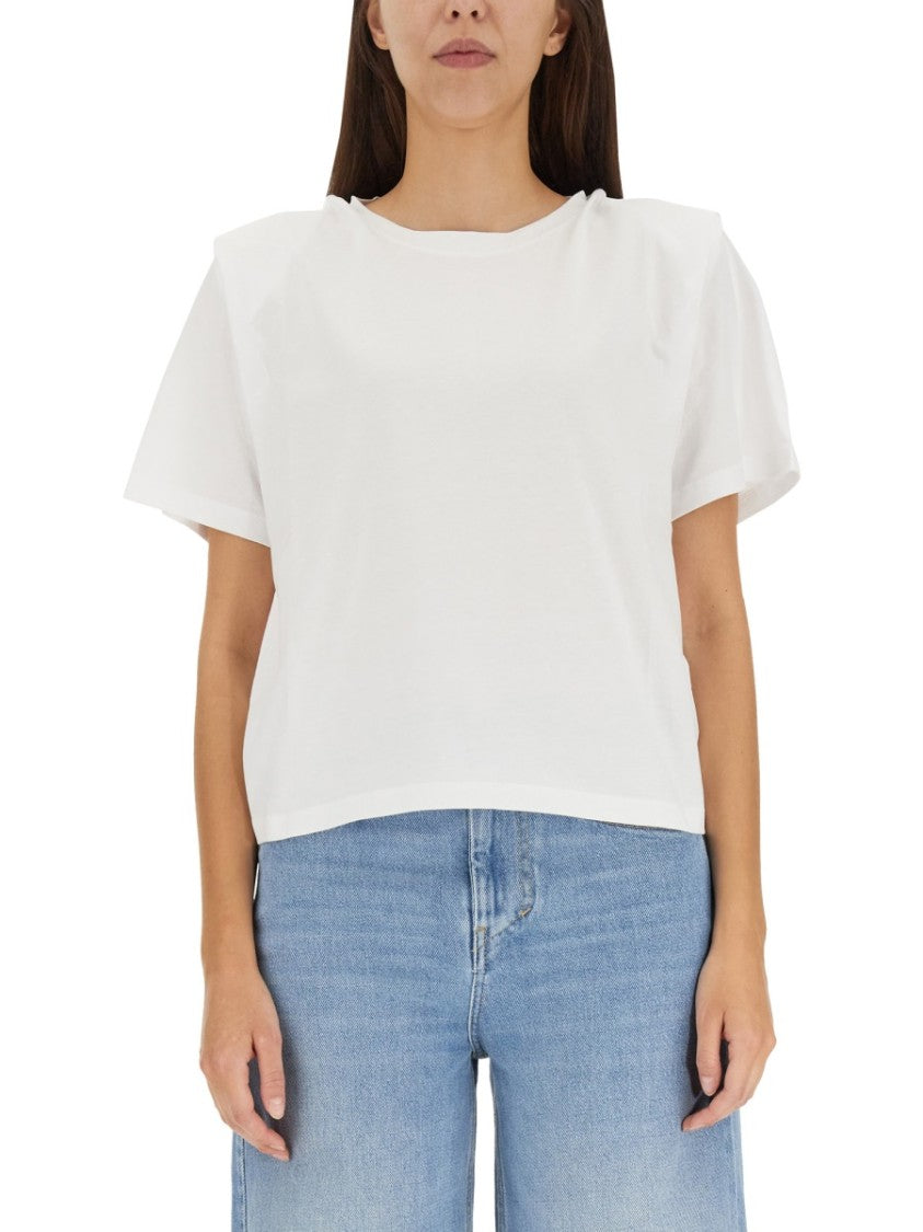 Isabel Marant Short-Sleeve Cotton T-Shirt With Straight Rim Design