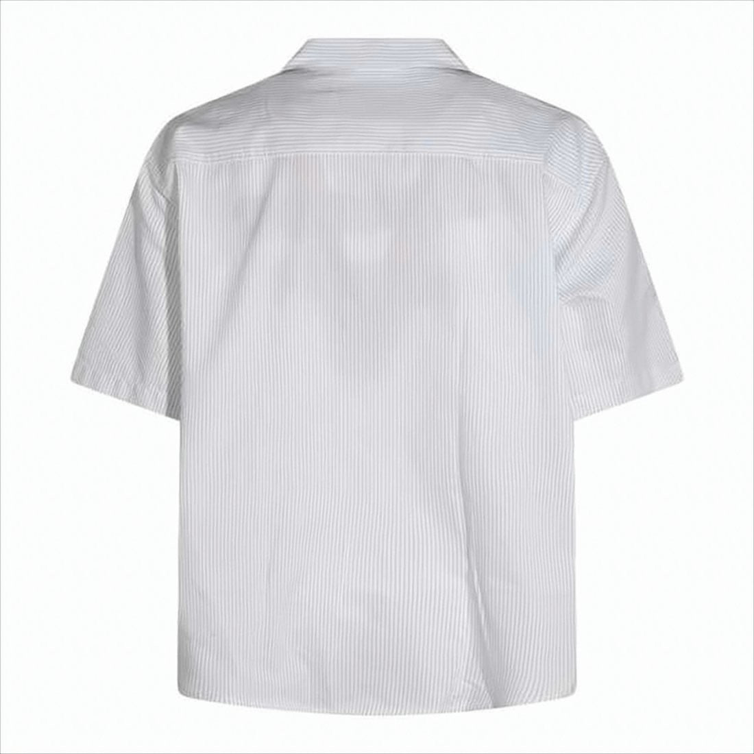 Ami Short-Sleeved Relaxed Fit Shirt With Vertical Pinstripes