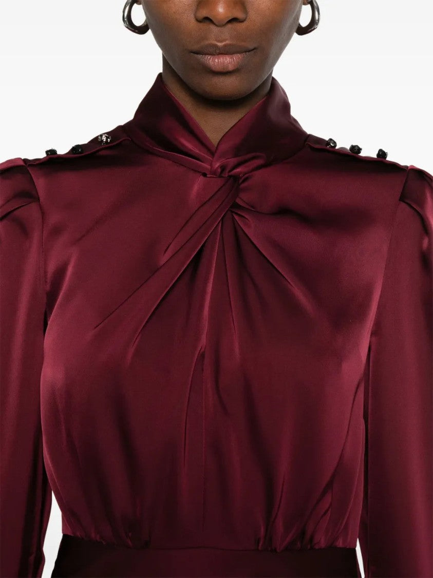 Self-Portrait Gathered Midi Dress With Button Fastening And Elegant Silhouette