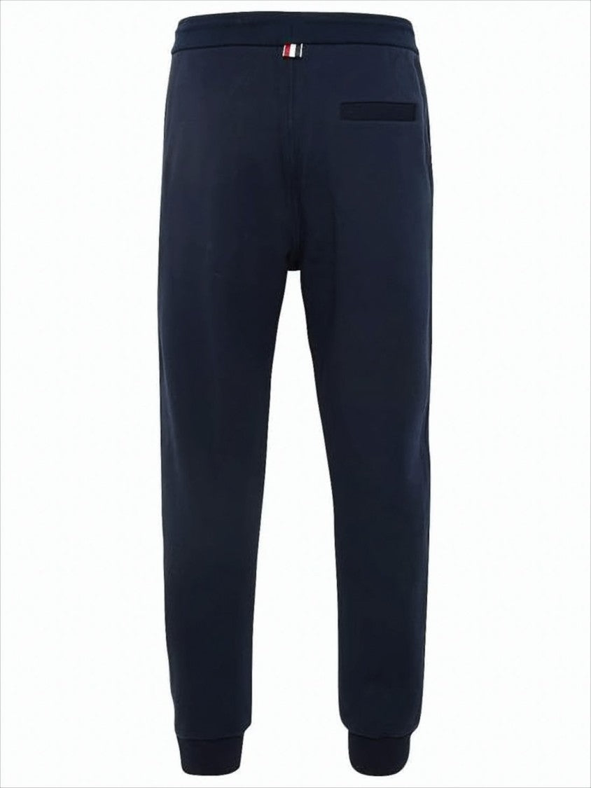 Thom Browne Cotton Jogger Pants With Drawstring And Contrasting Stripes