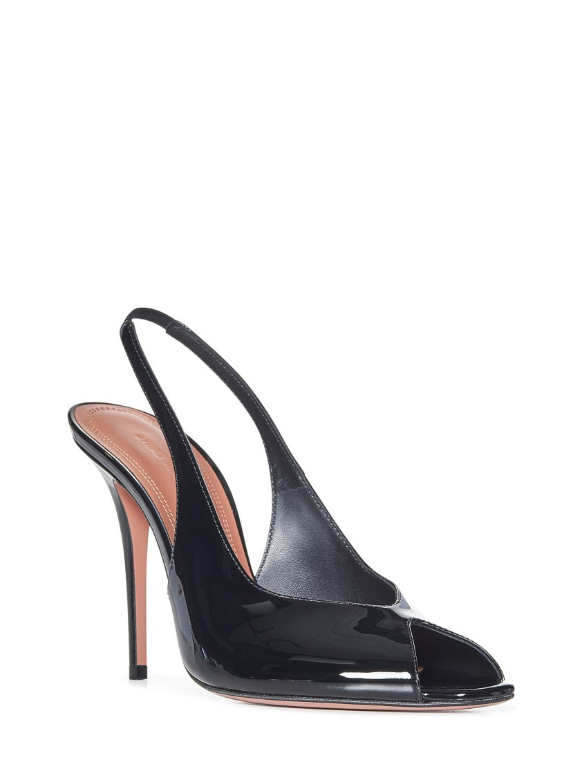 Amina Muaddi Peep Toe Slingback Pumps