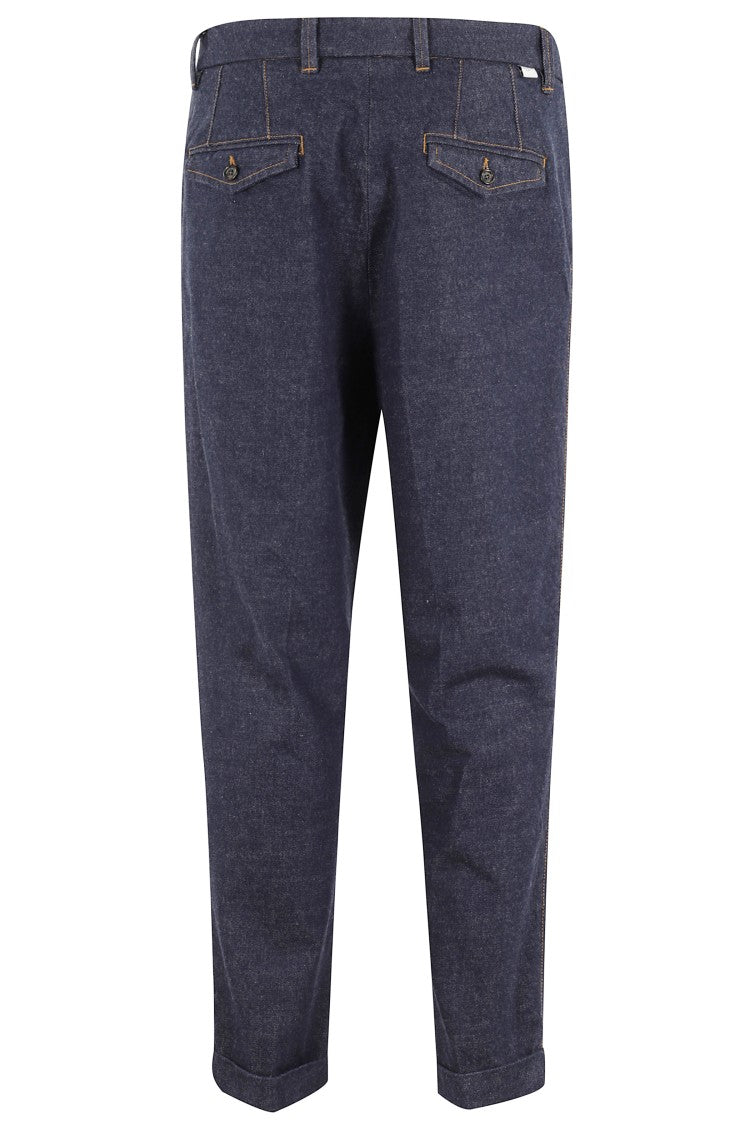 Paolo Pecora Denim Blue Trousers With Tapered Leg