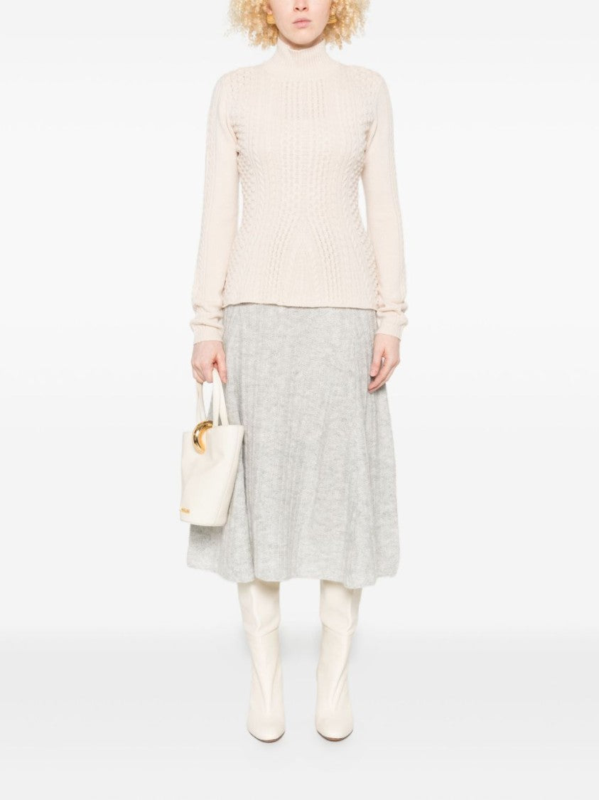 Twin-Set Knee-Length Ribbed A-Line Skirt