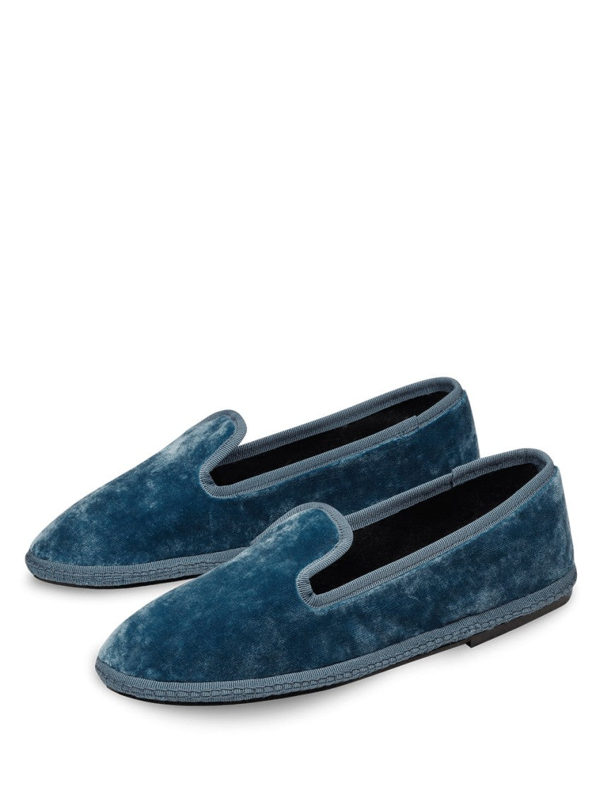Sentier Deep Blue Velvety Slip-On Shoes With Minimalist Silhouette