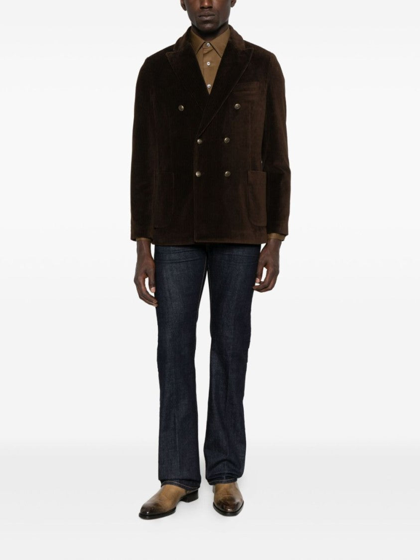 Circolo 1901 Double-Breasted Corduroy Jacket With Notch Lapel
