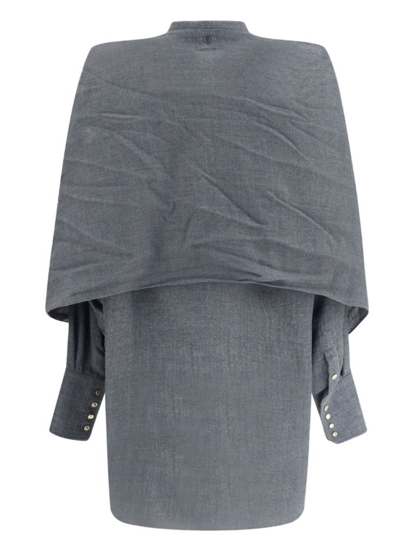Darkpark Draped Wool Shirt With Textured Fabric