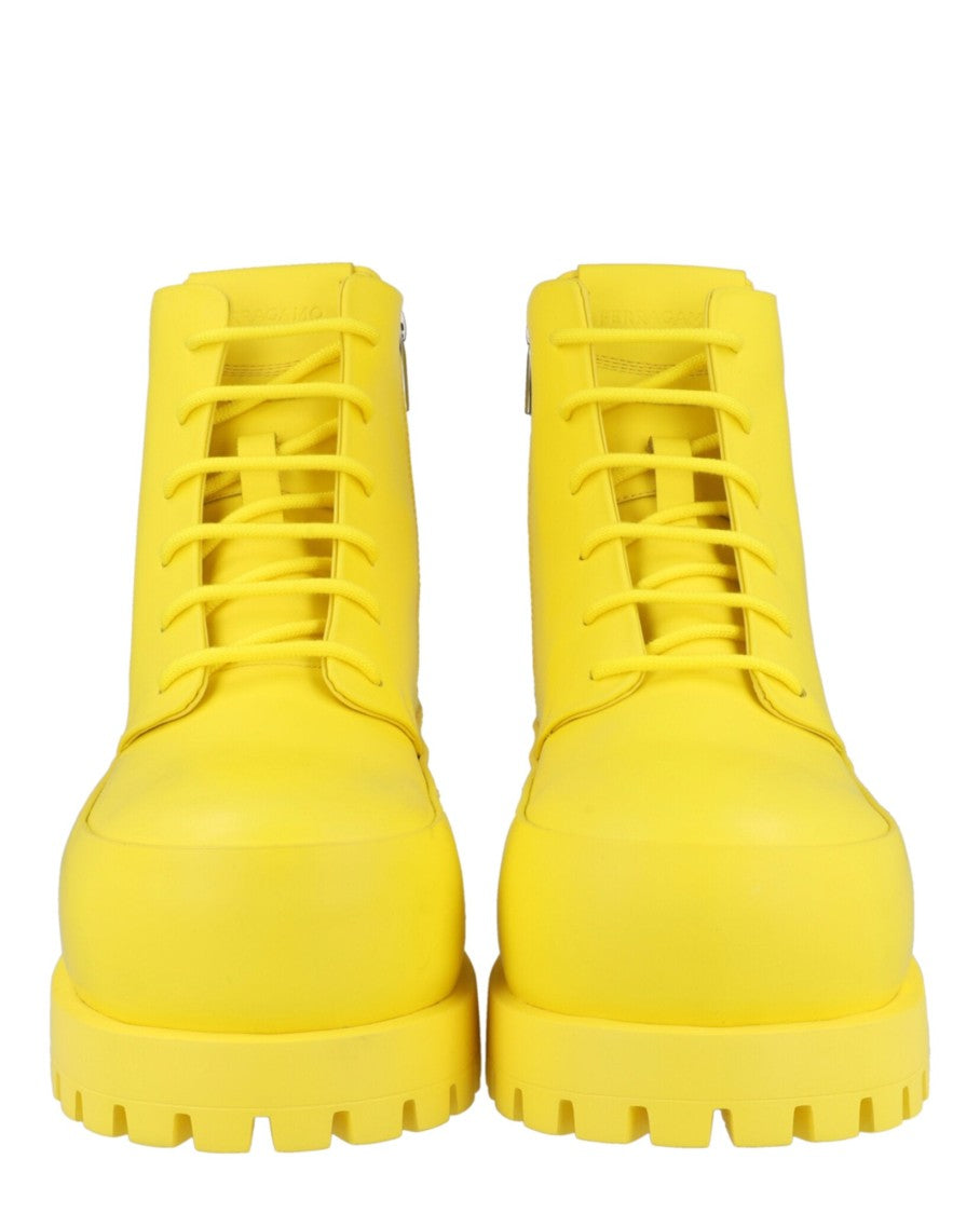 Ferragamo Fede Leather Combat Boots