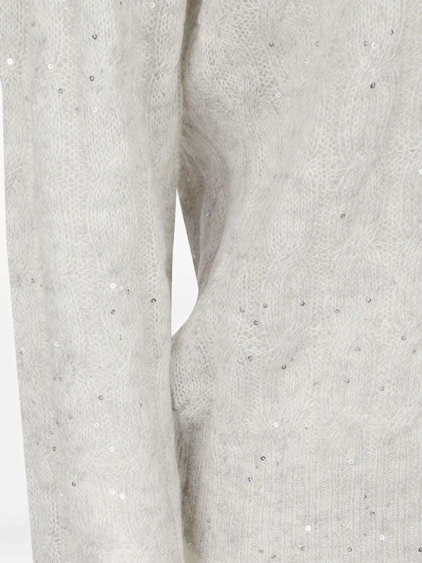 Brunello Cucinelli Cashmere Knit Sweater With V-Neckline And Subtle Sequins