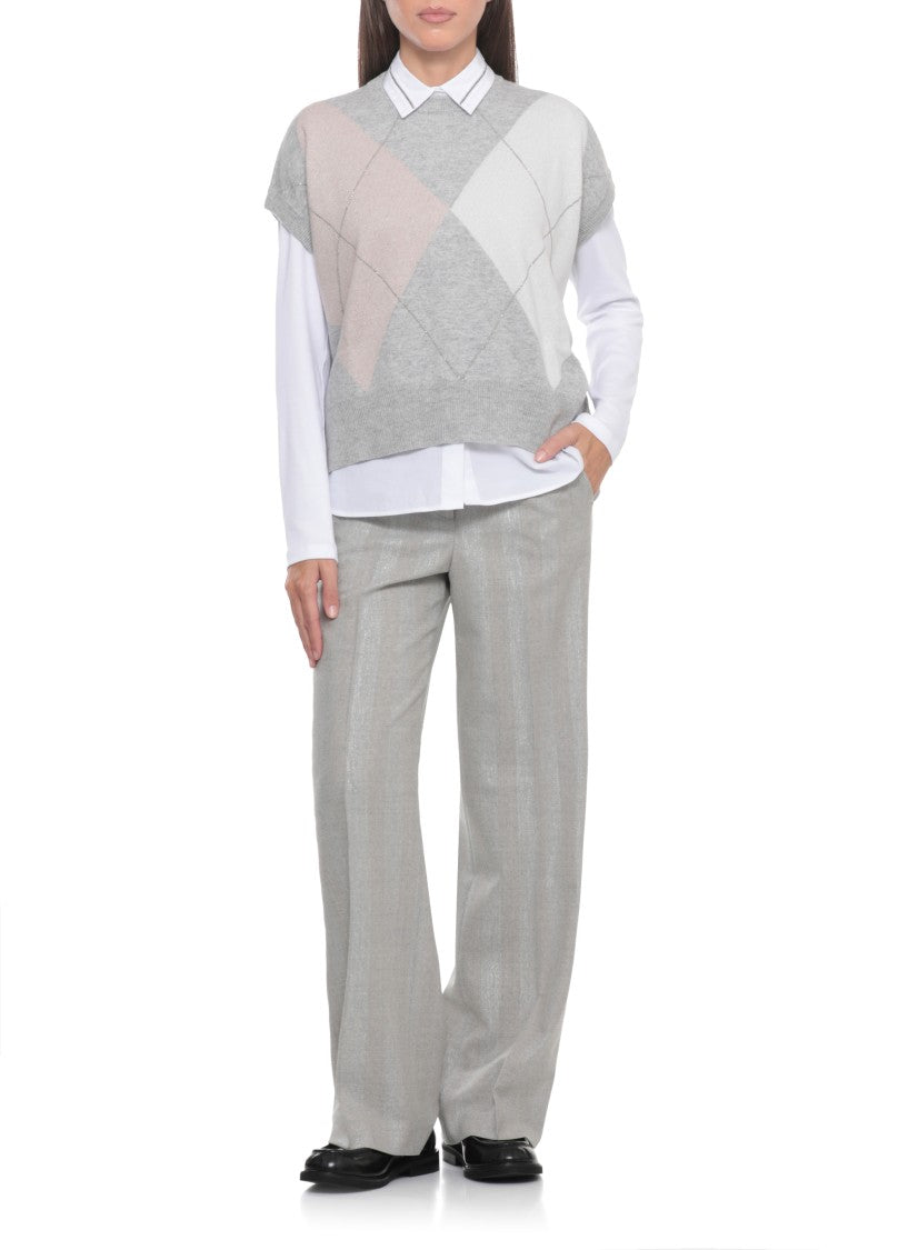 Peserico Grey Wool And Silk Vest