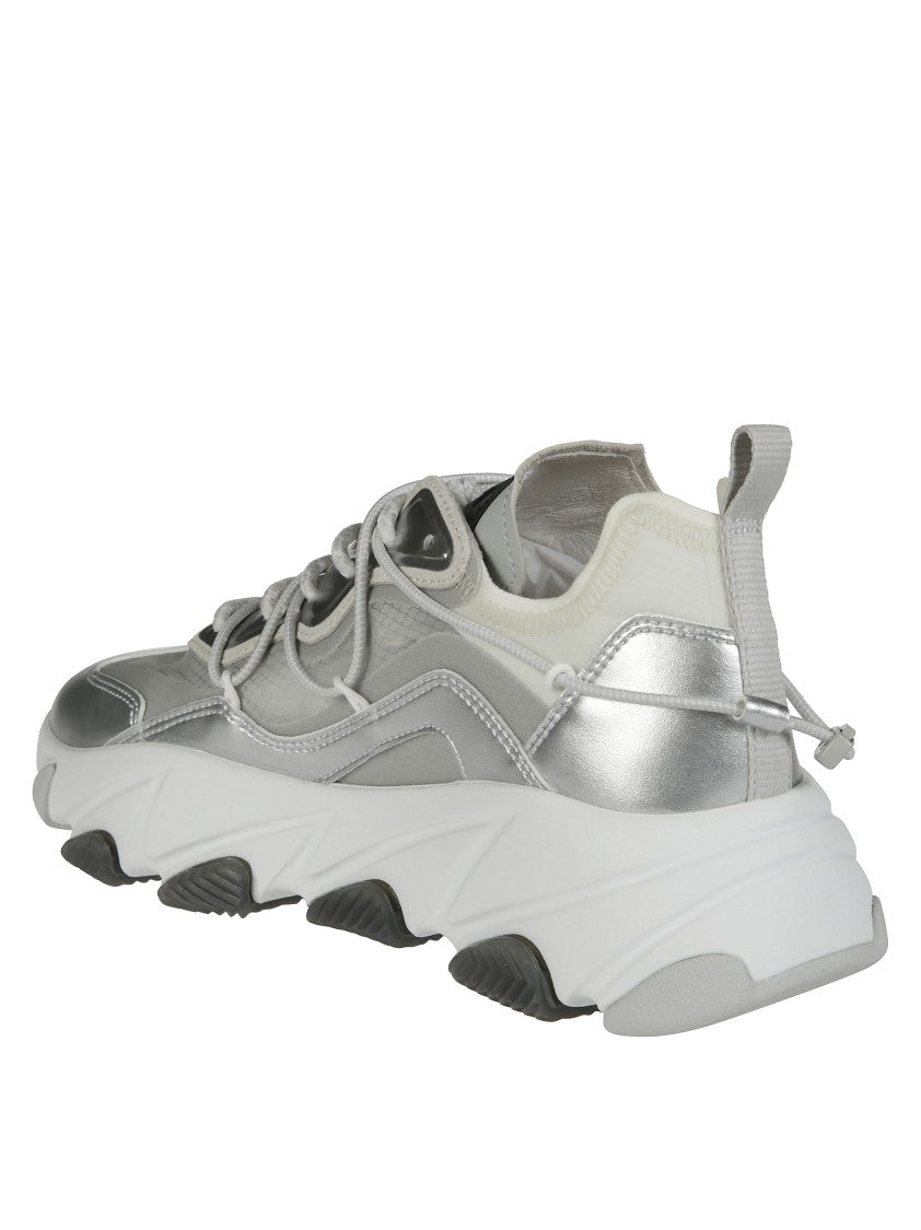 Ash Chunky Sneakers With Layered Design