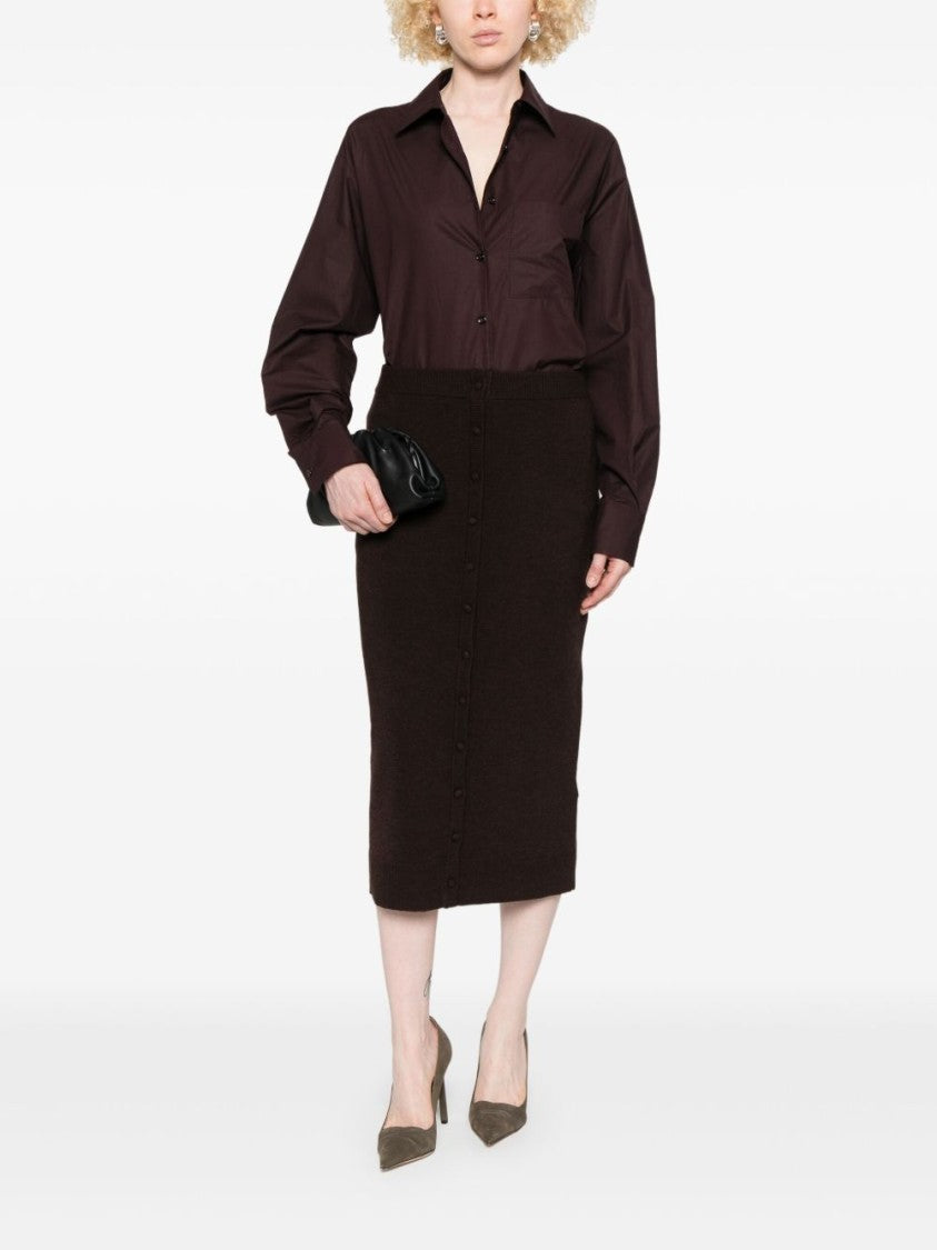 Victoria Beckham Brown Skirt With Button-Down Front