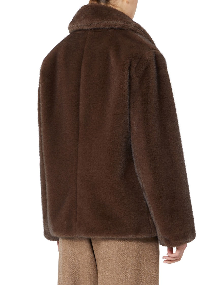 Max Mara Plush Double-Breasted Coat With Wide Lapel