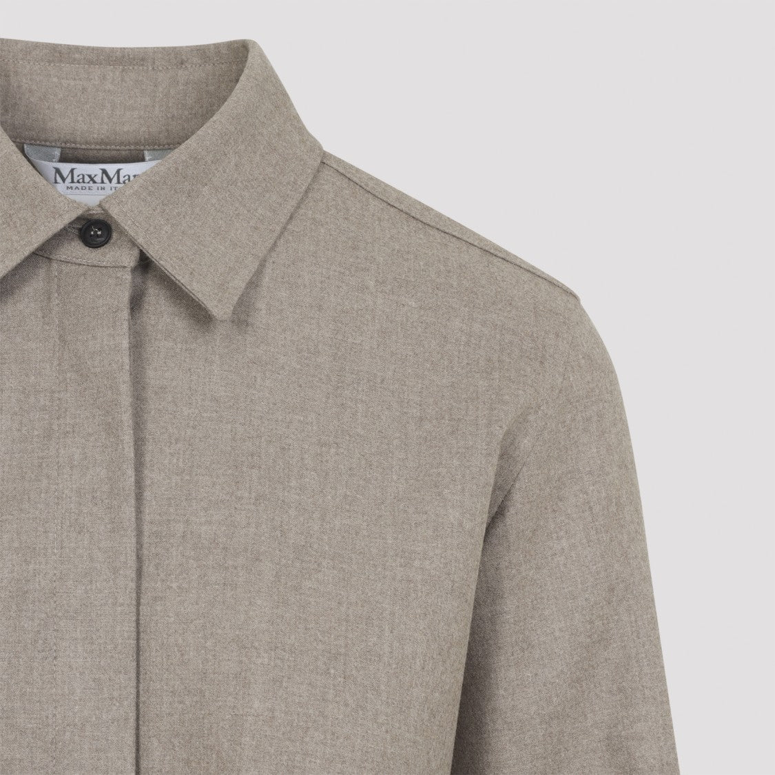 Max Mara Dark Cacha Brown Cashmere Tebaide Foule Shirt