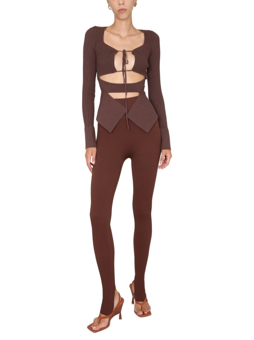 Andreâdamo Fitted Ribbed Top With Wide Neckline