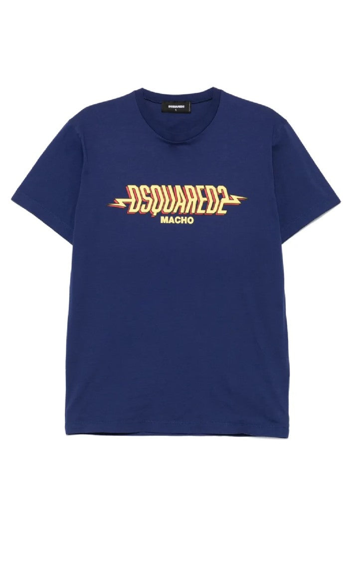 Dsquared2 Graphic Print Cotton T-Shirt With Crew Neckline