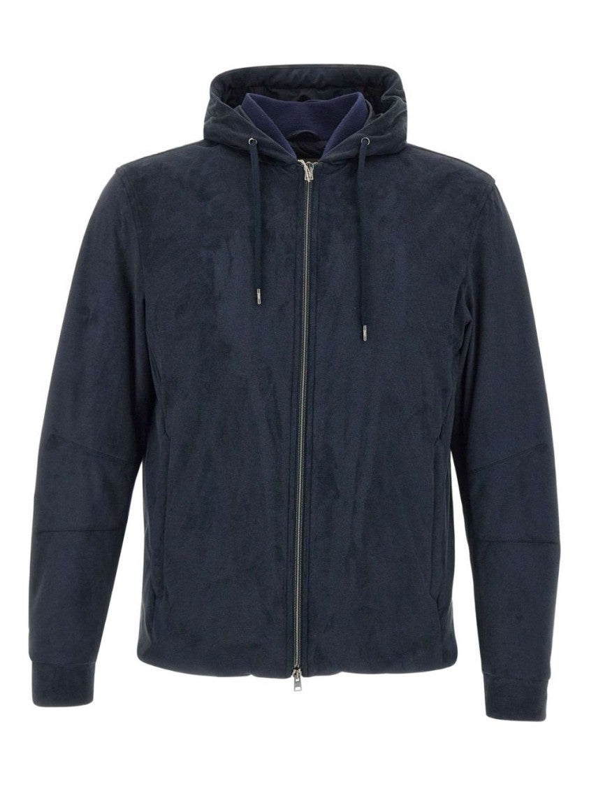 Herno Tailored Blue Coat With Zip-Up Front