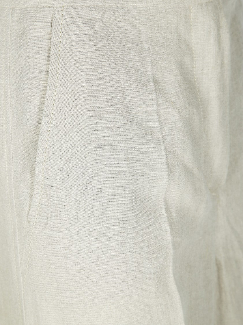 Max Mara Linen Straight-Leg Trousers With Concealed Fastening
