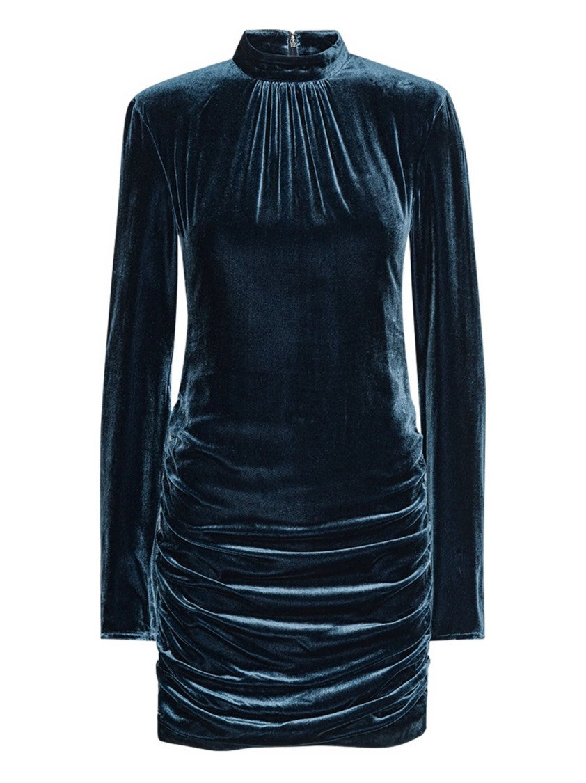 Rotate Fitted Velvet Mini Dress With Ruched Detailing