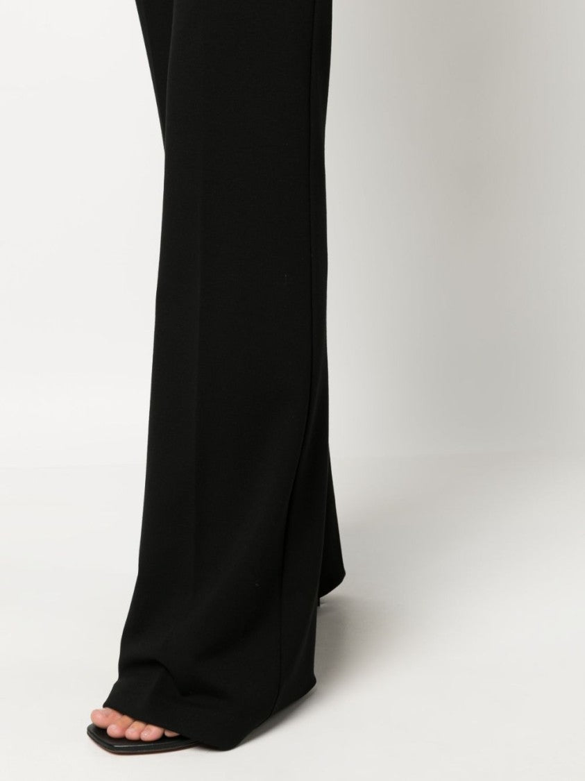 Pinko High-Waisted Black Crepe Trousers With Concealed Fastening