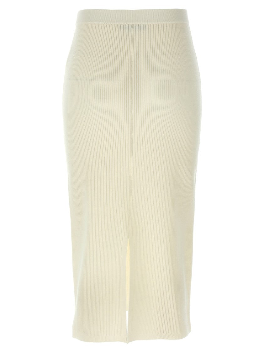 Alessandra Rich Ribbed Stretch Wool And Cashmere Midi Skirt