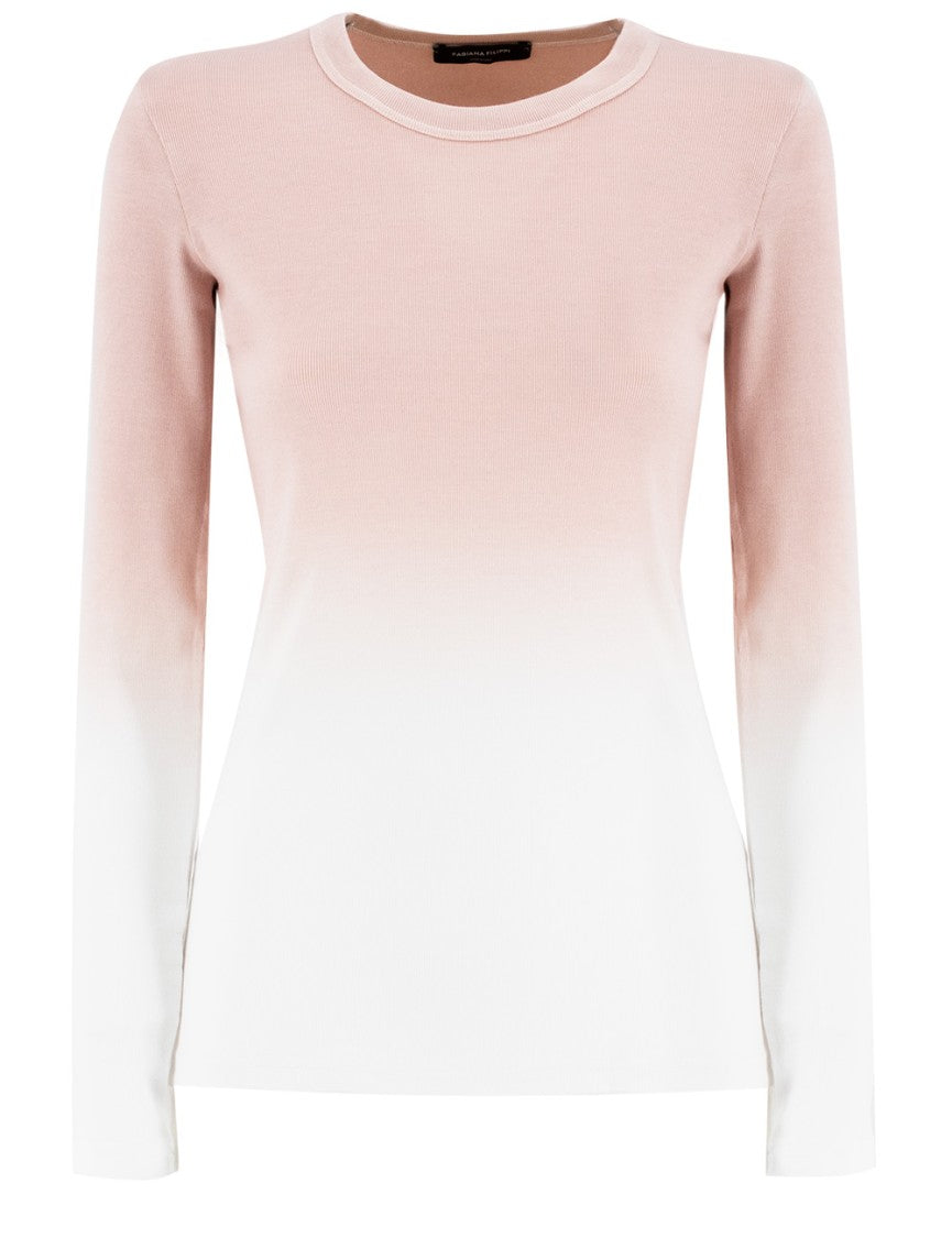 Fabiana Filippi Ribbed Cotton Sweater With Shaded Print