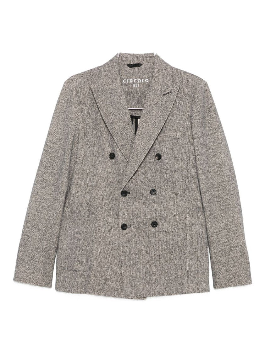 Circolo 1901 Double-Breasted Herringbone Jacket With Tailored Fit