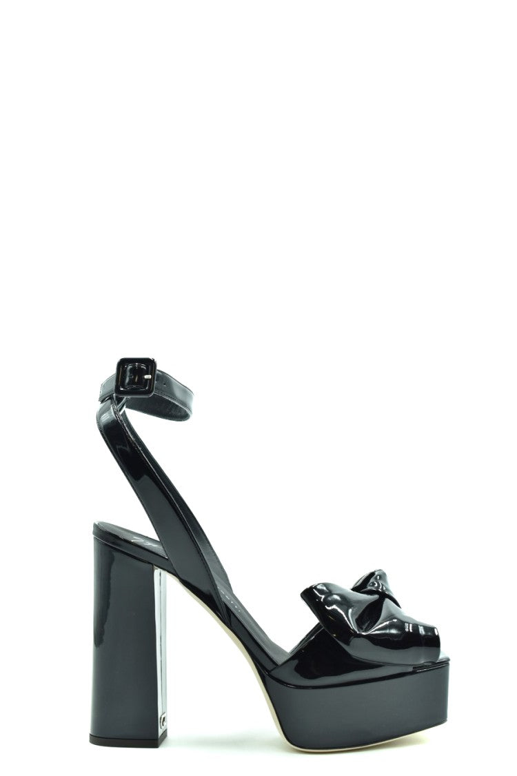 Giuseppe Zanotti Glossy Black Leather Sandals With Heel