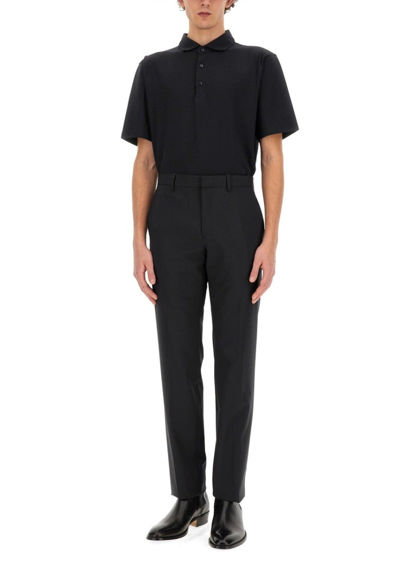 Lardini Black Jersey Polo With Classic Fit