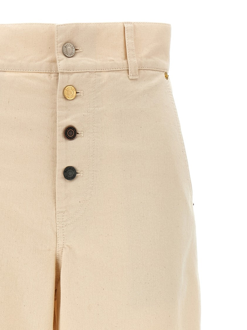 Moschino Ankle-Length Cotton Gabardine Trousers With High Waist