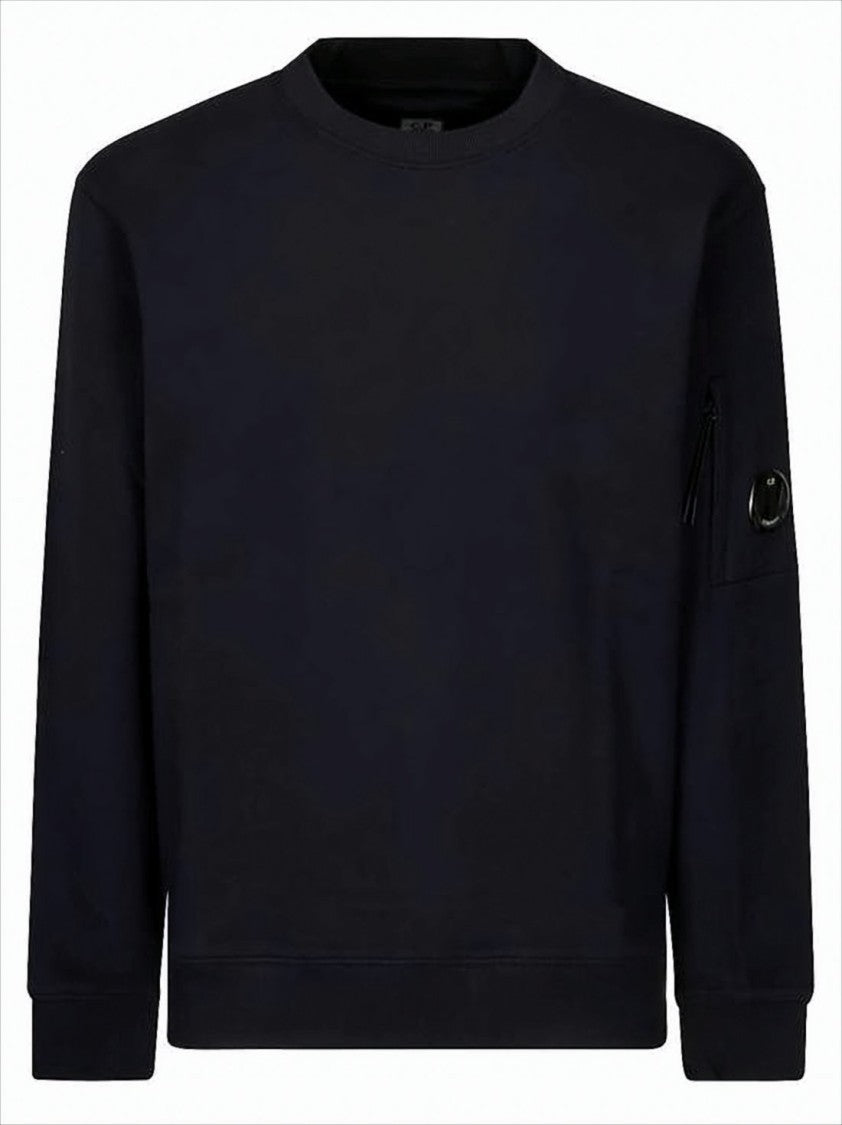 C.P. Company Minimalist Black Long-Sleeve Crewneck Sweatshirt With Zippered Pocket