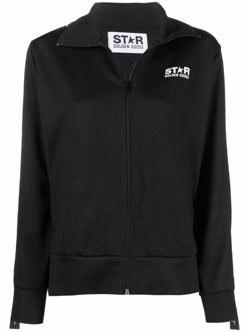 Golden Goose Black Sweater With Logo And Star Detailing