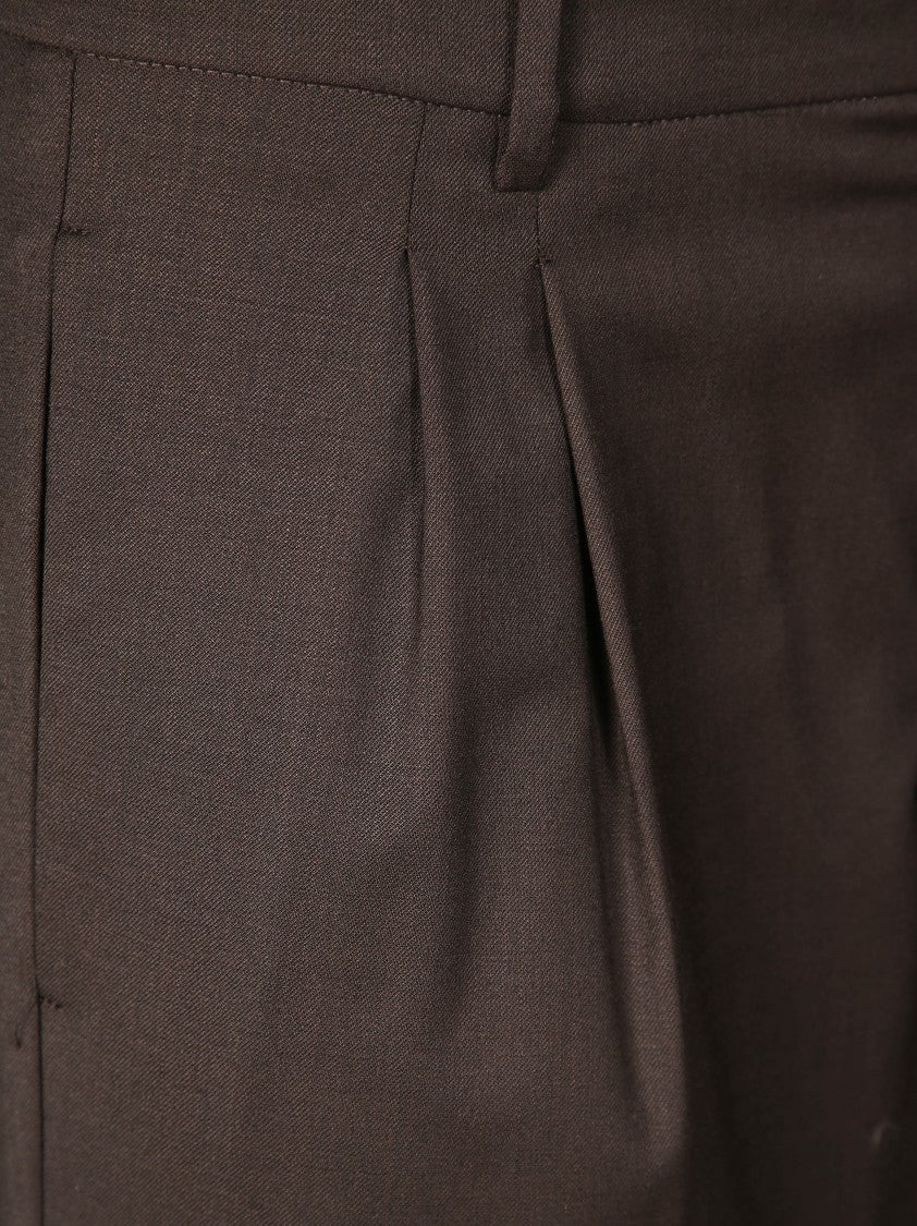 Amaranto Wide-Leg Wool Trousers With Pleated Front