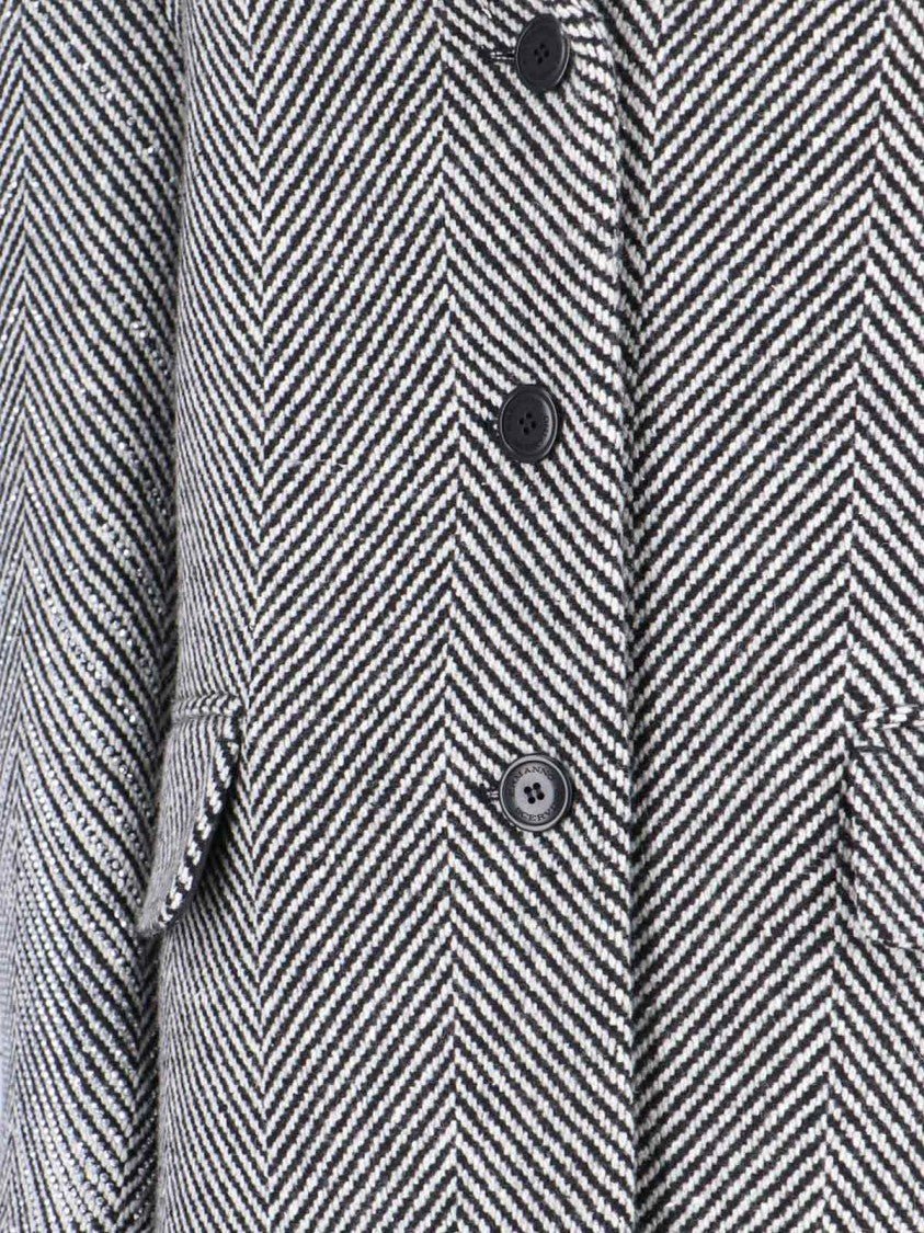 Ermanno Scervino Maxi Coat With Houndstooth Pattern – Black