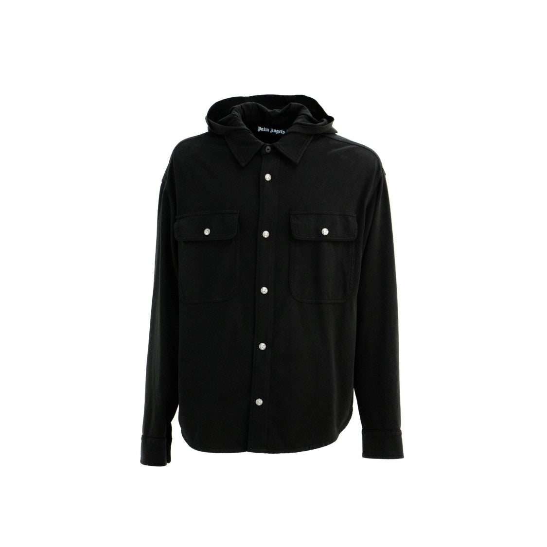 Palm Angels Hooded Overshirt With Classic Logo And Flap Pockets