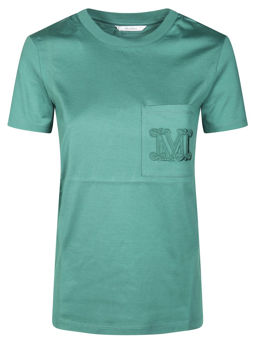 Max Mara Short-Sleeved Crew Neck T-Shirt With Embroidered Letter 'M'
